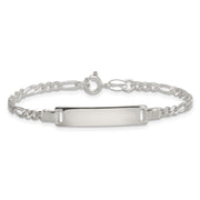 Sterling Silver Polished Figaro Link Childrens 6 Inch ID Bracelet
