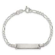 Sterling Silver Polished Figaro Link Childrens 6 Inch ID Bracelet