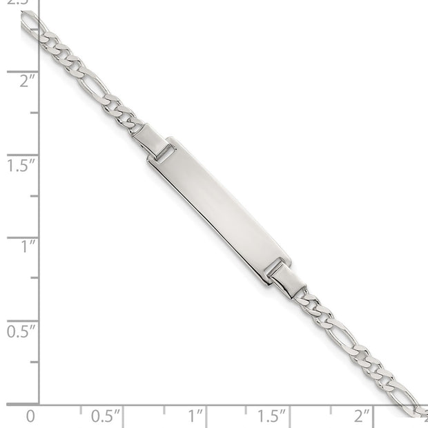 Sterling Silver Polished Figaro Link Childrens 6 Inch ID Bracelet