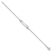 Sterling Silver Polished Cut-out Heart Box Link Childrens with Extension ID Bracelet