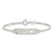 Sterling Silver Polished Cut-out Heart Box Link Childrens with Extension ID Bracelet