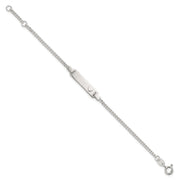 Sterling Silver Polished Raised Heart Curb Link Childrens with Extension ID Bracelet