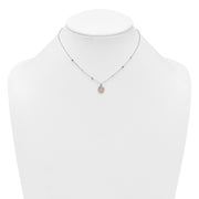 Sterling Silver Polished Beaded Enameled Multi-color Heart Pawprint Childrens Necklace