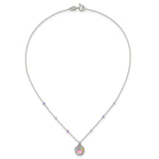 Sterling Silver Polished Beaded Enameled Multi-color Heart Pawprint Childrens Necklace