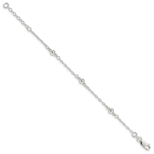 Sterling Silver Polished Fancy Bead with Extension Children's Bracelet
