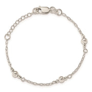 Sterling Silver Polished Fancy Bead with Extension Children's Bracelet