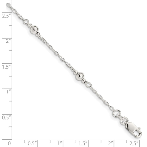 Sterling Silver Polished Fancy Bead with Extension Children's Bracelet