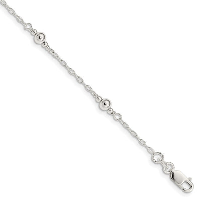 Sterling Silver Polished Fancy Bead with Extension Children's Bracelet