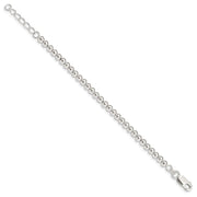Sterling Silver Polished Beaded Chain with Ext. Children's Bracelet