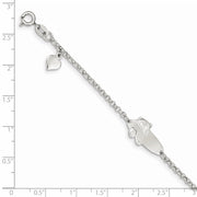 Sterling Silver Polished Childrens Teddy Bear Plus Ext ID Bracelet