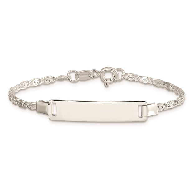 Sterling Silver Polished Engraveable Children's ID Bracelet