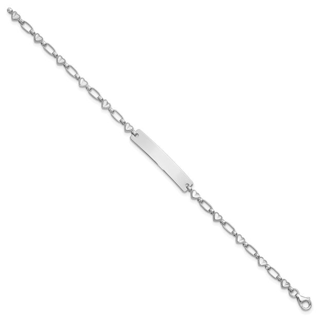 Sterling Silver Rhodium-plated Hearts Children's ID Bracelet