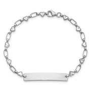 Sterling Silver Rhodium-plated Hearts Children's ID Bracelet