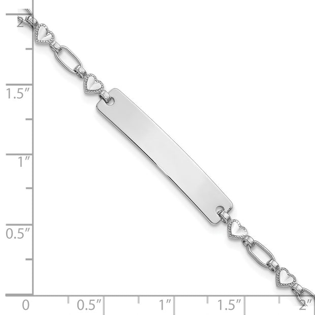 Sterling Silver Rhodium-plated Hearts Children's ID Bracelet
