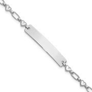 Sterling Silver Rhodium-plated Hearts Children's ID Bracelet