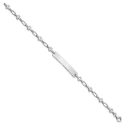 Sterling Silver Rhodium-plated Cross Children's ID Bracelet
