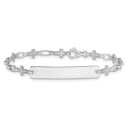 Sterling Silver Rhodium-plated Cross Children's ID Bracelet