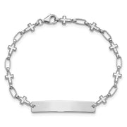 Sterling Silver Rhodium-plated Cross Children's ID Bracelet