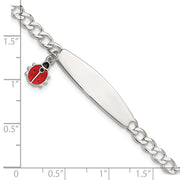 Sterling Silver Polished and Enameled Ladybug Children's ID Bracelet