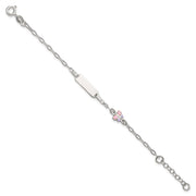 Sterling Silver Polished Pink and Purple Enameled Butterfly with extension Childrens ID Bracelet