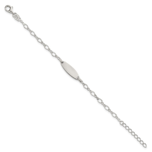 Sterling Silver Polished Fancy Link with Extension Childrens ID Bracelet