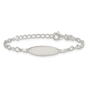 Sterling Silver Polished Fancy Link with Extension Childrens ID Bracelet
