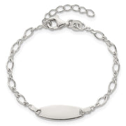 Sterling Silver Polished Fancy Link with Extension Childrens ID Bracelet