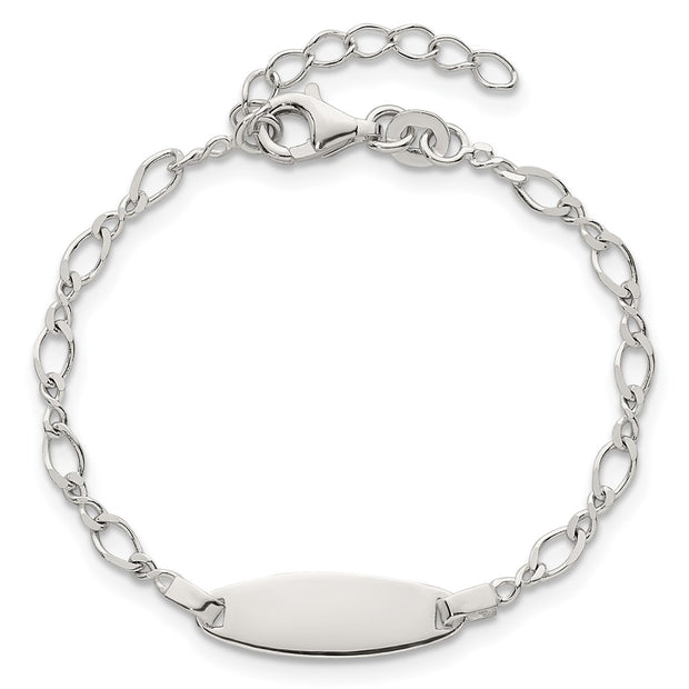 Sterling Silver Polished Fancy Link with Extension Childrens ID Bracelet