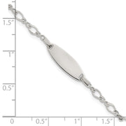 Sterling Silver Polished Fancy Link with Extension Childrens ID Bracelet