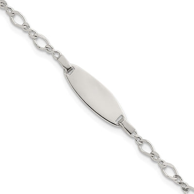 Sterling Silver Polished Fancy Link with Extension Childrens ID Bracelet