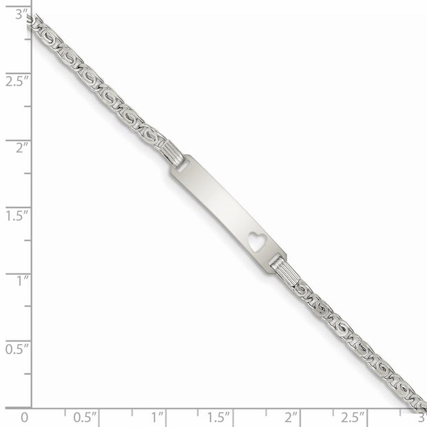 Sterling Silver Baby ID with Cut-out Heart Bracelet