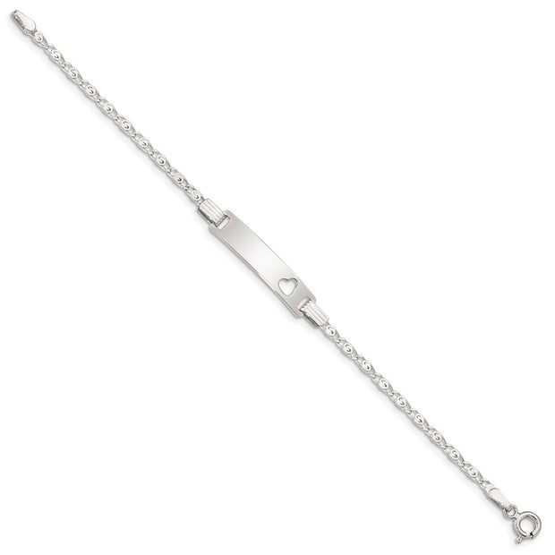 Sterling Silver Baby ID with Cut-out Heart Bracelet