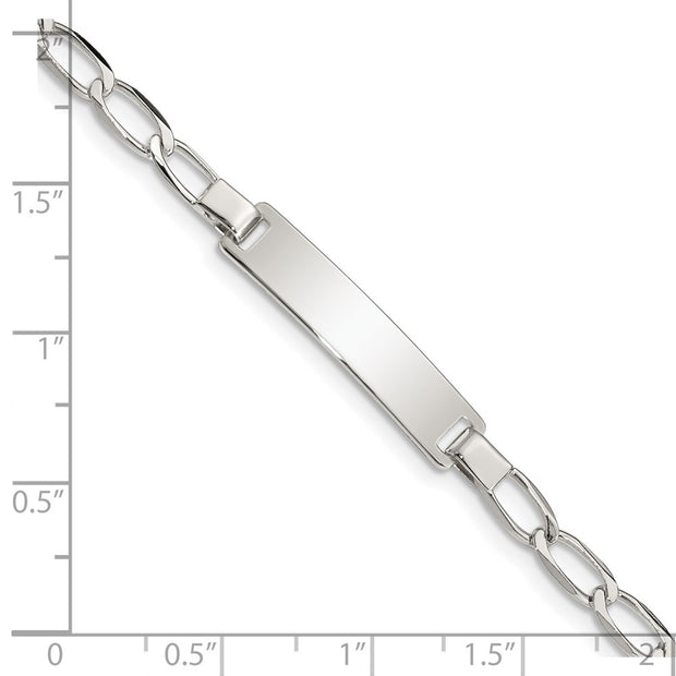 Sterling Silver Polished Engraveable Childrens ID Bracelet