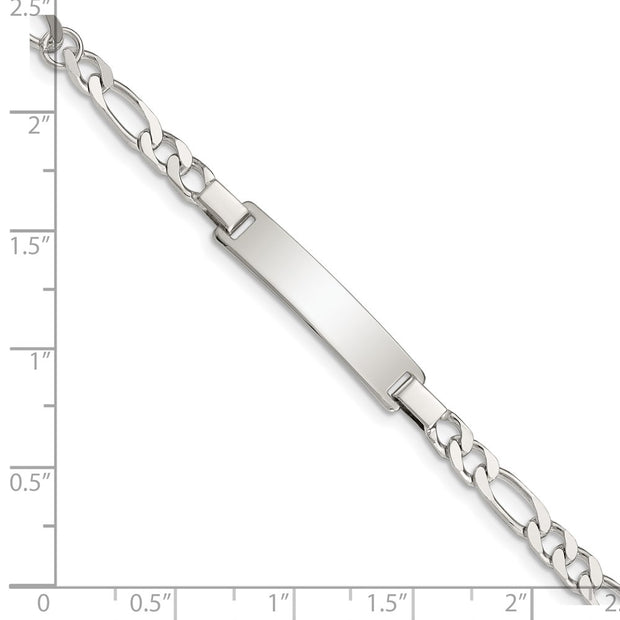 Sterling Silver Engraveable Childrens ID on Figaro Link Bracelet