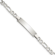 Sterling Silver Engraveable Childrens ID on Figaro Link Bracelet