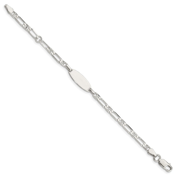 Sterling Silver Polished Engraveable Plus EXT Childrens ID Bracelet