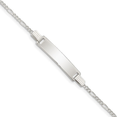 Sterling Silver Engraveable Childrens ID on Figaro Link Bracelet