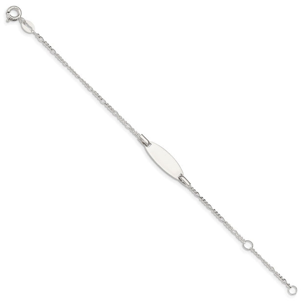 Sterling Silver Childrens Plus Ext ID Figaro Link Bracelet