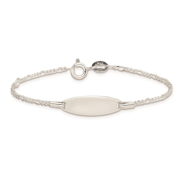 Sterling Silver Childrens Plus Ext ID Figaro Link Bracelet