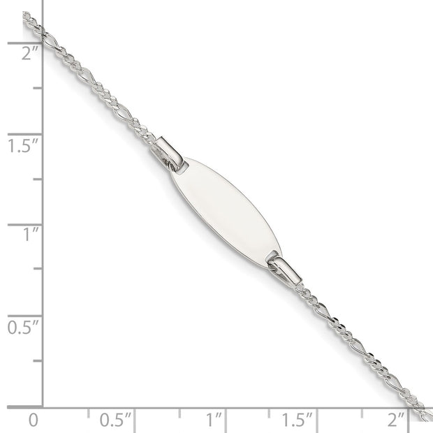 Sterling Silver Childrens Plus Ext ID Figaro Link Bracelet