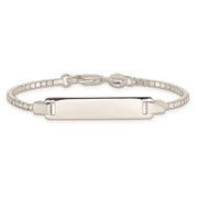 Sterling Silver Engraveable Childrens ID on Box Chain Bracelet