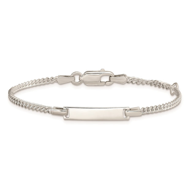 Sterling Silver Polished Childrens ID Curb Link Plus Ext. Bracelet