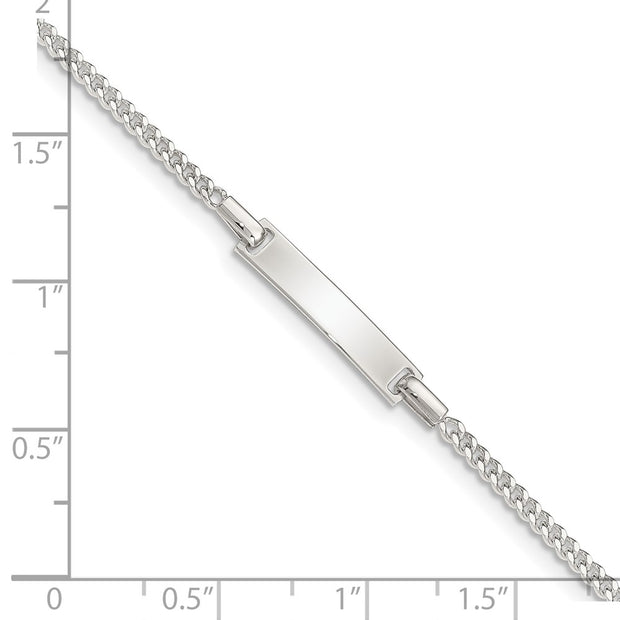 Sterling Silver Polished Childrens ID Curb Link Plus Ext. Bracelet
