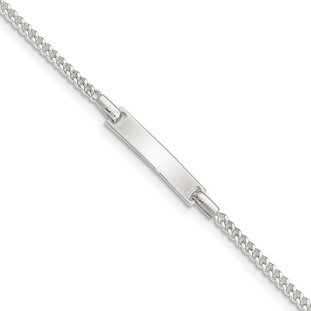 Sterling Silver Polished Childrens ID Curb Link Plus Ext. Bracelet