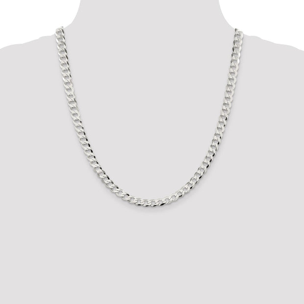 Sterling Silver 6.8mm Flat Curb Chain