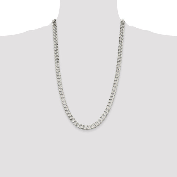 Sterling Silver 7.5mm Flat Curb Chain