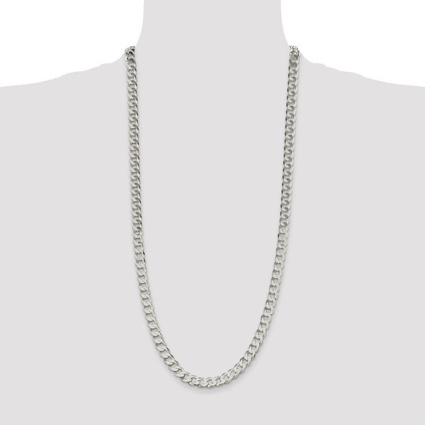 Sterling Silver 7.5mm Flat Curb Chain