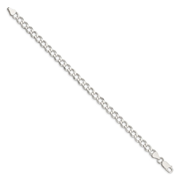 Sterling Silver 6.7mm Semi-solid Flat Curb Chain