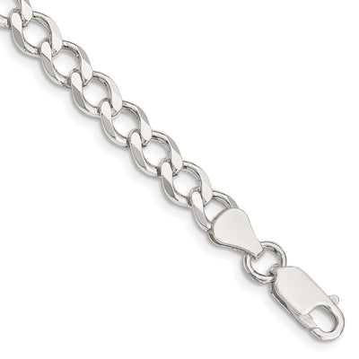 Sterling Silver 6.7mm Semi-solid Flat Curb Chain