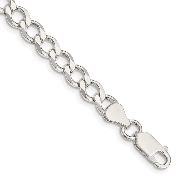 Sterling Silver 6.7mm Semi-solid Flat Curb Chain